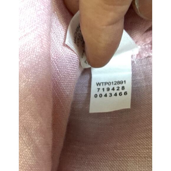 JJill Love Linen Sz L Pink LS button Short Curved Hem corners reinforced - Picture 6 of 9